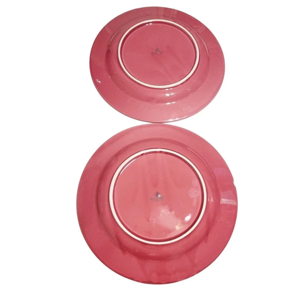 Bizzirri Italy Rose Mauve Ceramic Dinner Plate & Mug 2 Piece‎ Set Distressed Rim